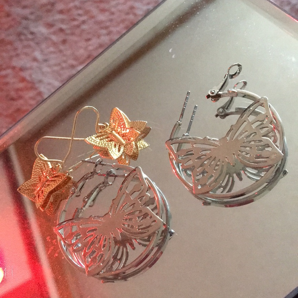 2 set butterfly earrings